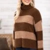 Brown And Tan Colorblock Turtleneck Sweater 2 Brown And Tan Colorblock Turtleneck Sweater -Staccato Shop BrownandTanColorblockTurtleneckSweater