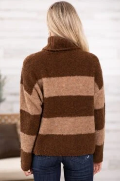 Brown And Tan Colorblock Turtleneck Sweater -Staccato Shop BrownandTanColorblockTurtleneckSweater 2
