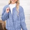 Cornflower Quilted Round Hem Jacket -Staccato Shop CornflowerQuiltedRoundHemJacket