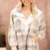 Cream Plaid Sherpa 1/4 Snap Pullover -Staccato Shop CreamPlaidSherpa1 4SnapPullover