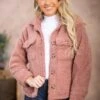 Dusty Rose Sherpa Jacket -Staccato Shop DustyRoseSherpaJacket 1