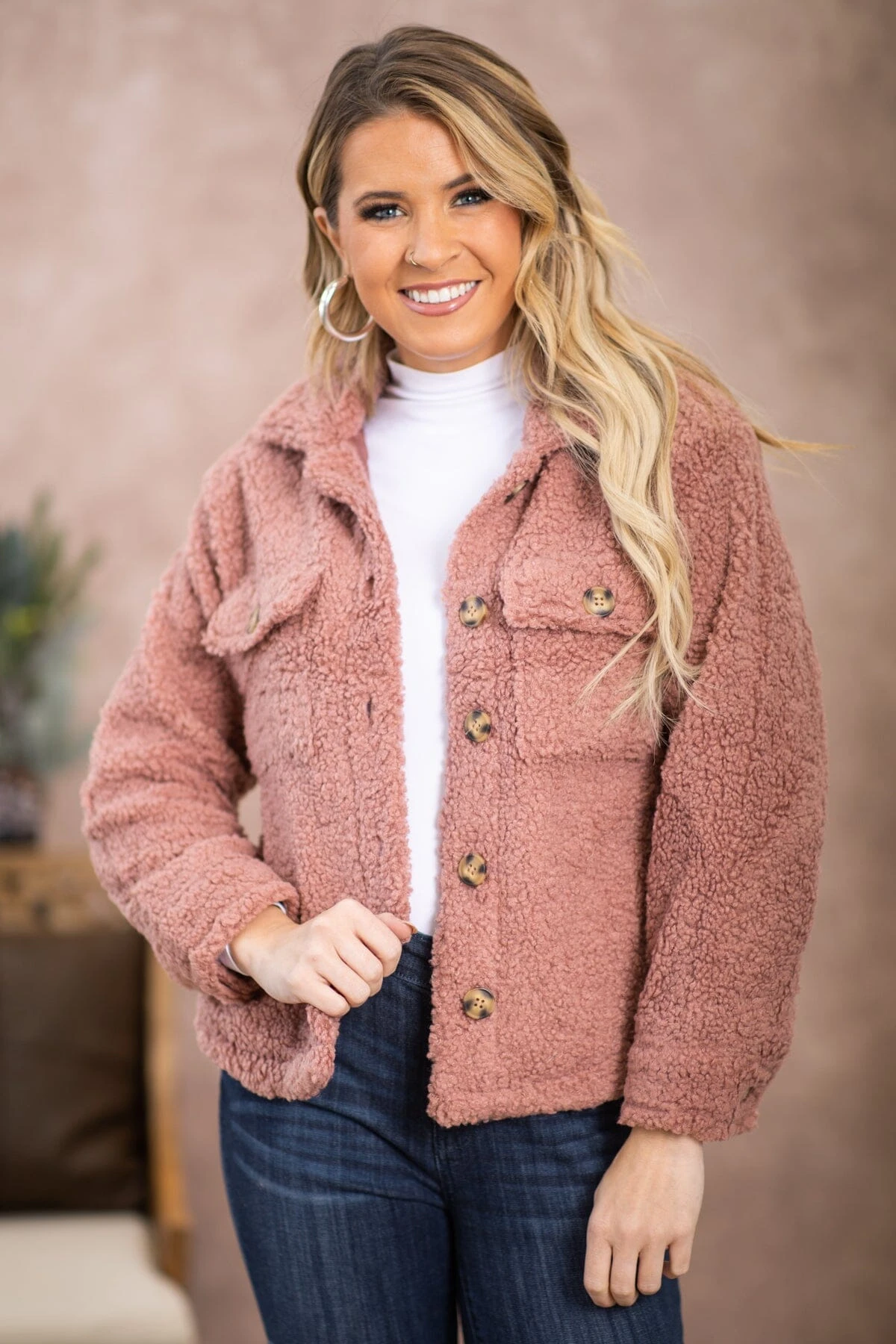Dusty Rose Sherpa Jacket 3 Dusty Rose Sherpa Jacket