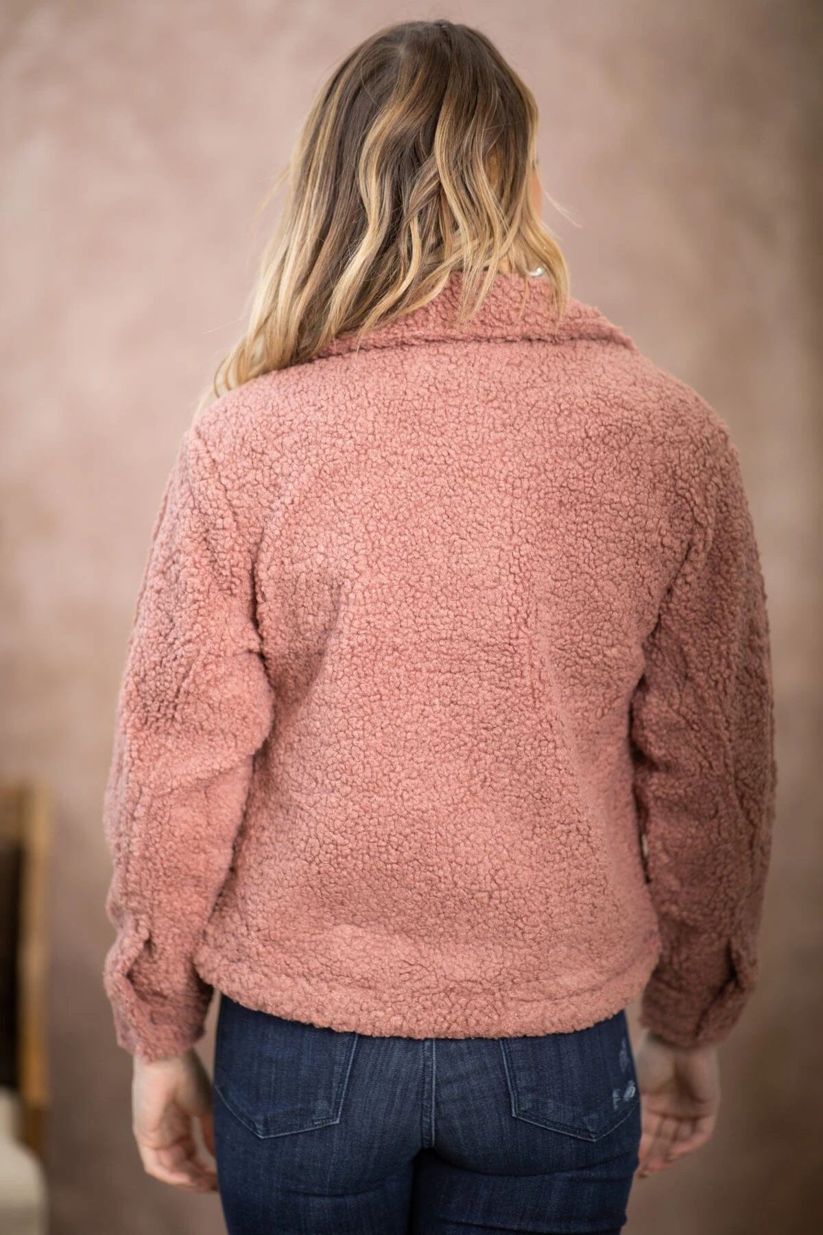 Dusty Rose Sherpa Jacket 5 Dusty Rose Sherpa Jacket - Image 3