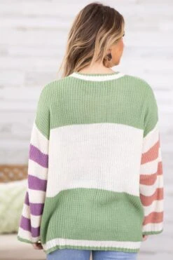 Green Mix Striped Sweater -Staccato Shop GreenMixStripedSweater4