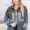 Hunter Green And Teal Striped Jacket -Staccato Shop HunterGreenandTealStripedJacket