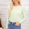 Be Cool Light Green Round Neck Lightweight Sweater -Staccato Shop LightGreenRoundNeckLightweightSweater