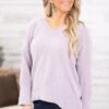 Mauve V-Neck Drop Shoulder Sweater
