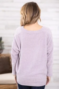 Mauve V-Neck Drop Shoulder Sweater 7 Mauve V-Neck Drop Shoulder Sweater -Staccato Shop MauveV NeckDropShoulderSweater2