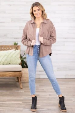 Mocha Bleach Splatter Knit Jacket -Staccato Shop MochaBleachSplatterKnitJacket2