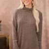 Mocha Rib Knit Cowl Neck Top -Staccato Shop MochaRibKnitCowlNeckTop1