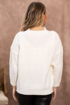 Off White Lace Trim Rib Knit Sweater -Staccato Shop OffWhiteLaceTrimRibKnitSweater 2