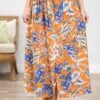 Orange And Cobalt Floral Maxi Skirt -Staccato Shop OrangeandCobaltFloralMaxiSkirt