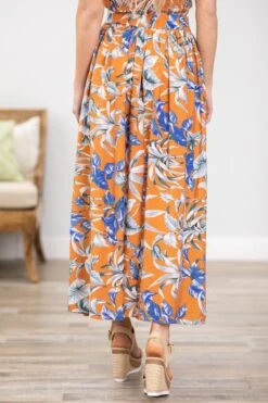 Orange And Cobalt Floral Maxi Skirt -Staccato Shop OrangeandCobaltFloralMaxiSkirt2