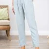 Pastel Blue Elastic Waist Tapered Leg Pant -Staccato Shop PastelBlueElasticWaistTaperedLegPant