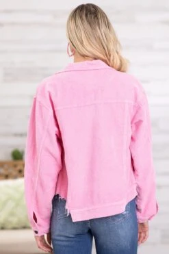 Pink Fray Hem Corduroy Jacket 7 Pink Fray Hem Corduroy Jacket -Staccato Shop PinkFrayHemCorduroyJacket2