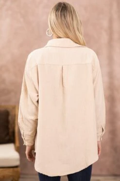 Tan Crochet Detail Corduroy Shacket -Staccato Shop TanCrochetDetailCorduroyShacket3